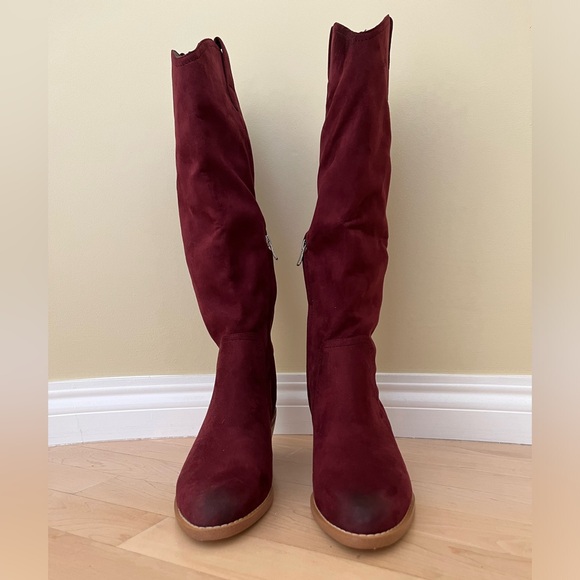 Ccocci - Knee High Zip Up Suede Western Style Boots - Picture 2 of 8